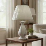 Lámpara Portátil Veladora Mesa De Luz De Cerámica Blanco Y Gris - Imagen 2
