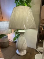 Lámpara Portátil Veladora Mesa De Luz De Cerámica Blanco Y Gris - Imagen 4