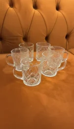 Pack 6 Tazas De Vidrio Para Té Y Café Con Asa 230ml Labrado doble lineas - Imagen 2