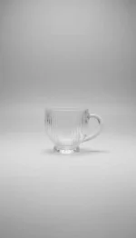 Pack 6 Tazas De Vidrio Para Té Y Café Con Asa 230ml Labrado - Imagen 2