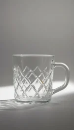 Pack 6 Tazas De Vidrio Para Té Y Café Con Asa 230ml Labrado doble lineas - Imagen 4
