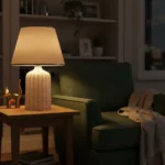Lámpara Portátil Veladora Mesa De Luz De Cerámica  Gris Y Dorado