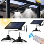 Lampara Solar Colgante Doble Foco + Control Ip67 Exterior