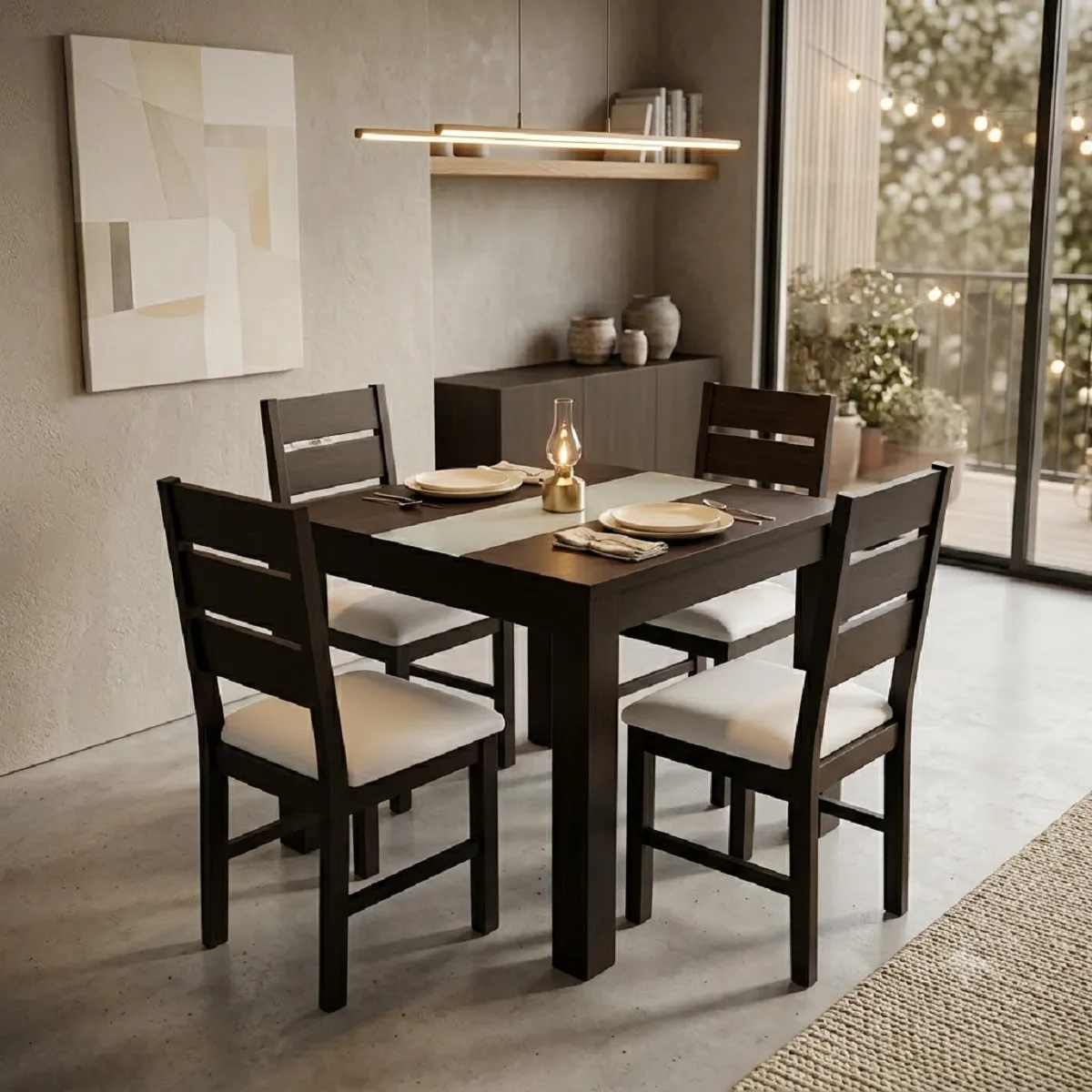 D_NQ_NP_2X_996870-MLU112012444634_062026-F Juego De Comedor Tapizado Minimalista Con Caminero De Vidrio - Imagen 1