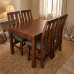 Juego De Comedor Africana 4 Sillas Tapizadas Mesa Madera