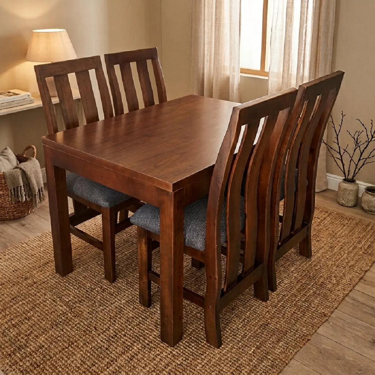 D_NQ_NP_2X_652675-MLU114220485545_072026-F Juego De Comedor Africana 4 Sillas Tapizadas Mesa Madera - Imagen 1
