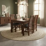 Juego De Comedor Africana 4 Sillas Tapizadas Mesa Madera - Imagen 2