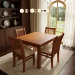 Juego De Comedor Abaco 4 Sillas Tapizada Tela Lavable Madera