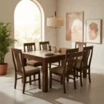 Juego De Comedor 6 Sillas Thiago Tapizadas Mesa Comun Madera