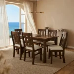 Juego De Comedor Africanas Bajas 6 Sillas Tapizadas Madera