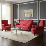 Juego Living Sofa 3 Cuerpos + 2 Butacas Capitoneado Tachas