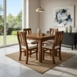 Juego De Comedor 4 Sillas Tapizadas Africanas Bajas Madera