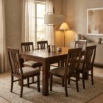 Juego De Comedor 6 Sillas Thiago Tapizadas Mesa Comun Madera - Imagen 2