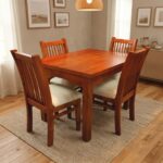 Juego De Comedor Abaco 4 Sillas Tapizada Tela Lavable Madera - Imagen 2