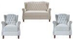 Juego Living Sofa 3 Cuerpos + 2 Butacas Capitoneado Tachas - Imagen 6