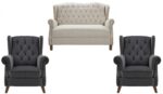 Juego Living Sofa 2 Cuerpos + 2 Butacas Capitoneado Tachas - Imagen 6