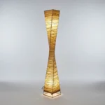 Lampara Pie Fibra Natural Artesanal Torneada Doble Luz 150cm - Imagen 4
