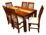 Juego De Comedor Con Caminero Vidrio 6 Sillas Altas Tapizadas - Imagen 3