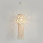 Lampara Colgante Macrame Moderna Diseño Artesanal Tejido E27 - Imagen 2