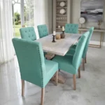 Juego De Comedor Rectangular 6 Sillas Capitoneado Con Tachas