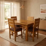 Juego De Comedor Sum Sum 4 Sillas Tela Lavable Madera Maciza - Imagen 2