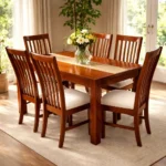 Juego De Comedor Con Caminero Vidrio 6 Sillas Altas Tapizadas