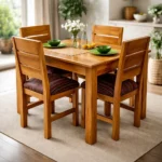 Juego De Comedor Sum Sum 4 Sillas Tela Lavable Madera Maciza - Imagen 3