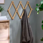 Perchero De Pared Madera Tipo Acordeón Plegable 10 Ganchos