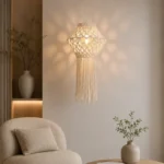 Lampara Colgante Macrame Moderna Diseño Artesanal Tejido E27