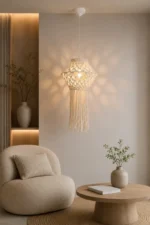 Lampara Colgante Macrame Moderna Diseño Artesanal Tejido E27