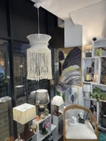 Lampara Colgante Macrame Moderna Diseño Artesanal Tejido E27 - Imagen 2