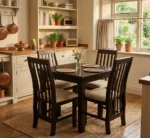 Juego De Comedor 4 Sillas Tapizadas En Madera Maciza - Imagen 3