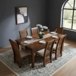 Juego De Comedor Rectangular Madera Pino 8 Sillas Tapizadas