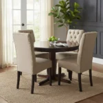 Juego De Comedor Redondo 4 Sillas Capitoneado Con Tachas - Imagen 3