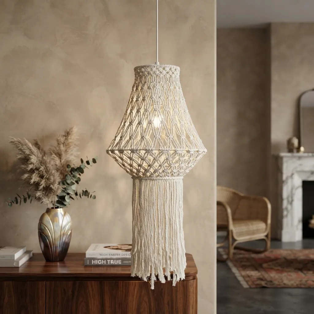 D_NQ_NP_2X_922528-MLU116073198529_082026-F Lampara Colgante Macrame Moderna Diseño Artesanal Tejido E27 - Imagen 1
