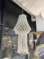 Lampara Colgante Macrame Moderna Diseño Artesanal Tejido E27 - Imagen 3
