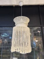 Lampara Colgante Macrame Moderna Diseño Artesanal Tejido E27 - Imagen 3
