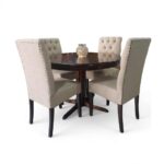 Juego De Comedor Redondo 4 Sillas Capitoneado Con Tachas - Imagen 2