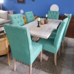 Juego De Comedor Rectangular 6 Sillas Capitoneado Con Tachas - Imagen 3