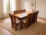 Juego De Comedor Rectangular Madera Pino 8 Sillas Tapizadas - Imagen 2