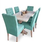 Juego De Comedor Rectangular 6 Sillas Capitoneado Con Tachas - Imagen 4