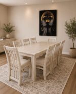Juego De Comedor Rectangular Madera Pino 8 Sillas Tapizadas - Imagen 3