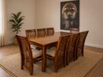 Juego De Comedor Rectangular Madera Pino 8 Sillas Tapizadas - Imagen 5