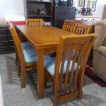 Juego De Comedor Rectangular Madera Pino 6 Sillas Tapizadas- modelo pino otro 6 sillas - Imagen 4
