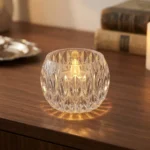 Velas Velitas Led Con Porta Vela Transparente Tipo Pecera Modernas A Pila