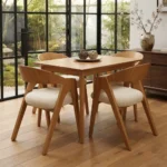 Juego De Comedor Natura Elegante Con 4 Sillas Tapizadas