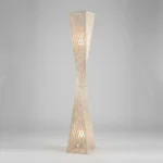 Lampara Pie Fibra Natural Artesanal Macrame Doble Luz 150cm - Imagen 2