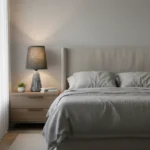 Lámpara Veladora De Mesa Cerámica Gris Con Pantalla Tela Moderna - Imagen 5