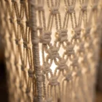Lampara Pie Fibra Natural Artesanal Macrame Doble Luz 150cm - Imagen 3