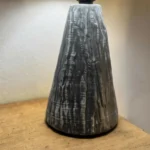 Lámpara Veladora De Mesa Cerámica Gris Con Pantalla Tela Moderna - Imagen 6